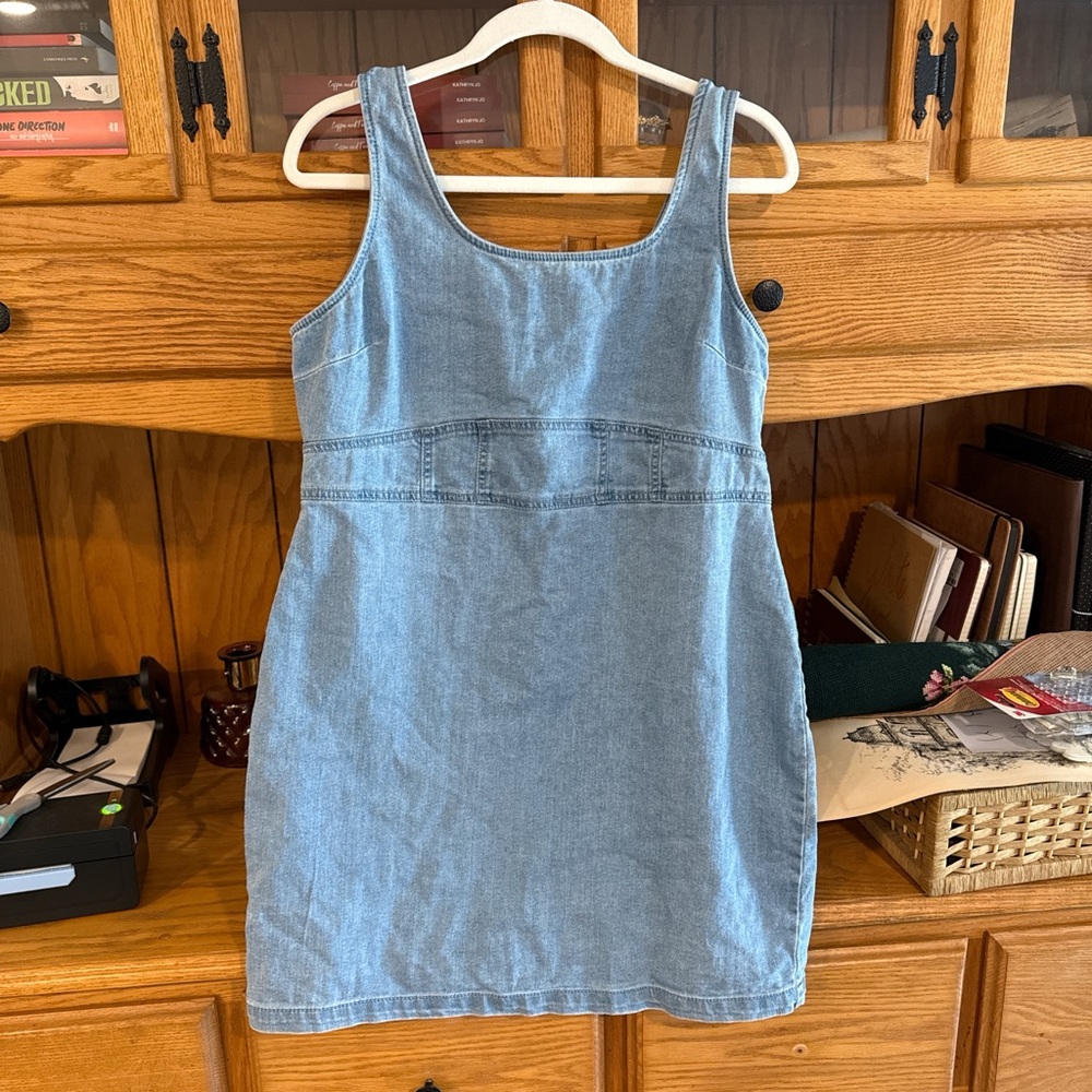 No Boundaries Blue Sleeveless Denim Mini Dress